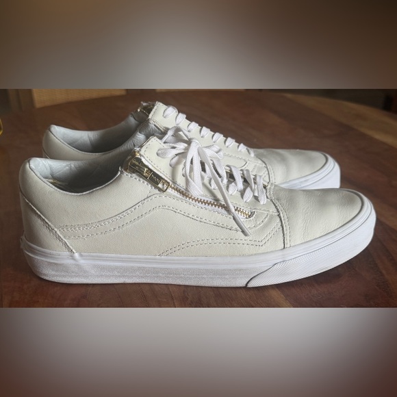 Vans Off The Wall Off White Leather Lace-Up Side-Zip Unisex Sneakers 7.5 M 9.0 W - Picture 9 of 12